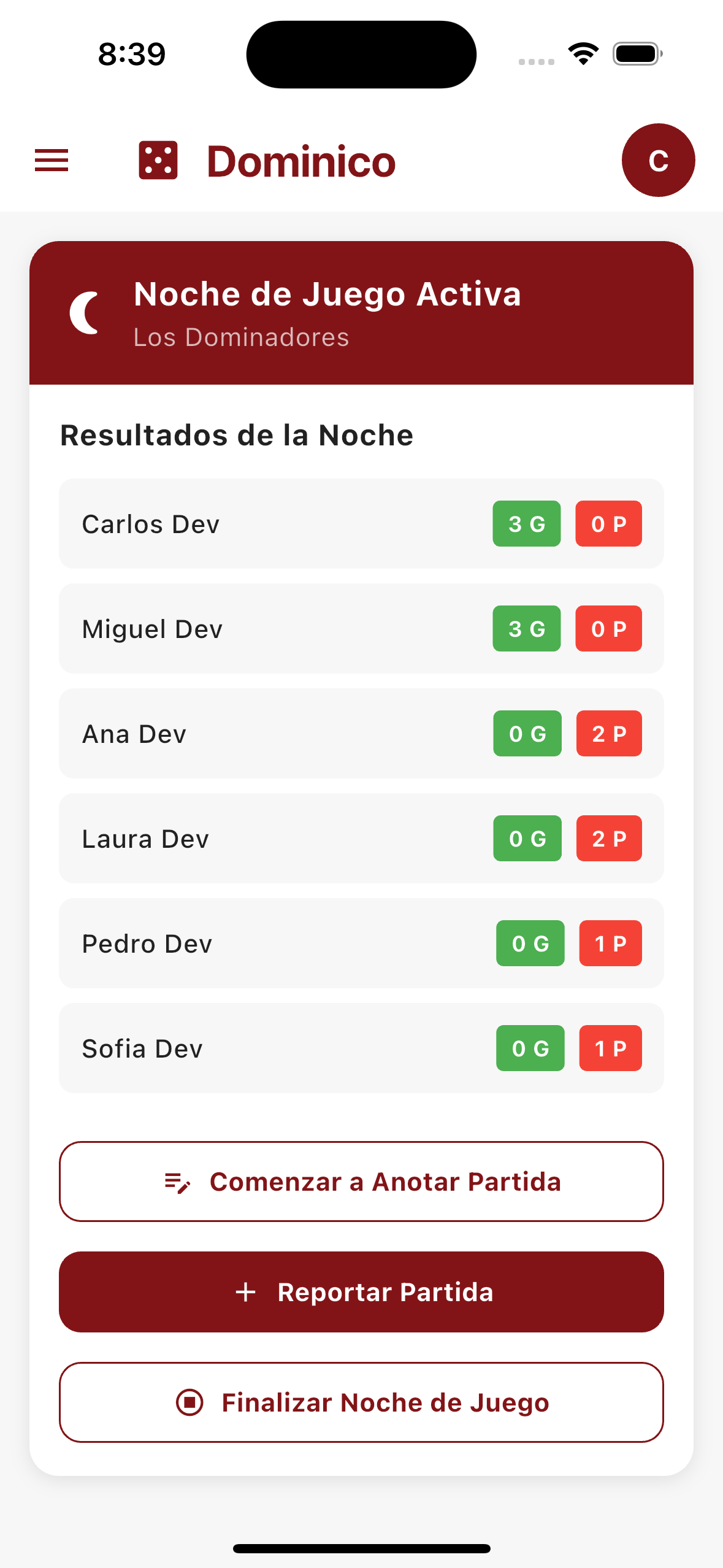 Score Session en vivo